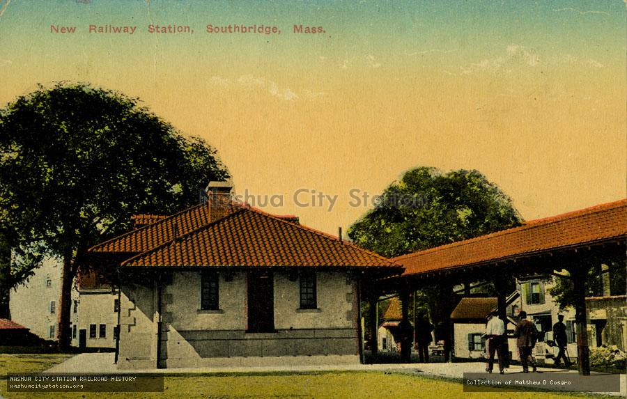Postcard: New Railway Station, Southbridge, Massachusetts